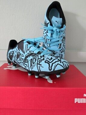 Puma Kids' Light Blue Graphic Soccer Cleats